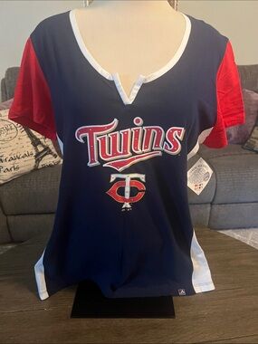 Majestic Minnesota Twins Navy Red Short Sleeve Tee